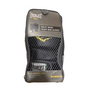 Everlast Black Wrist Wrap Heavy Bag Gloves L/XL EUC!